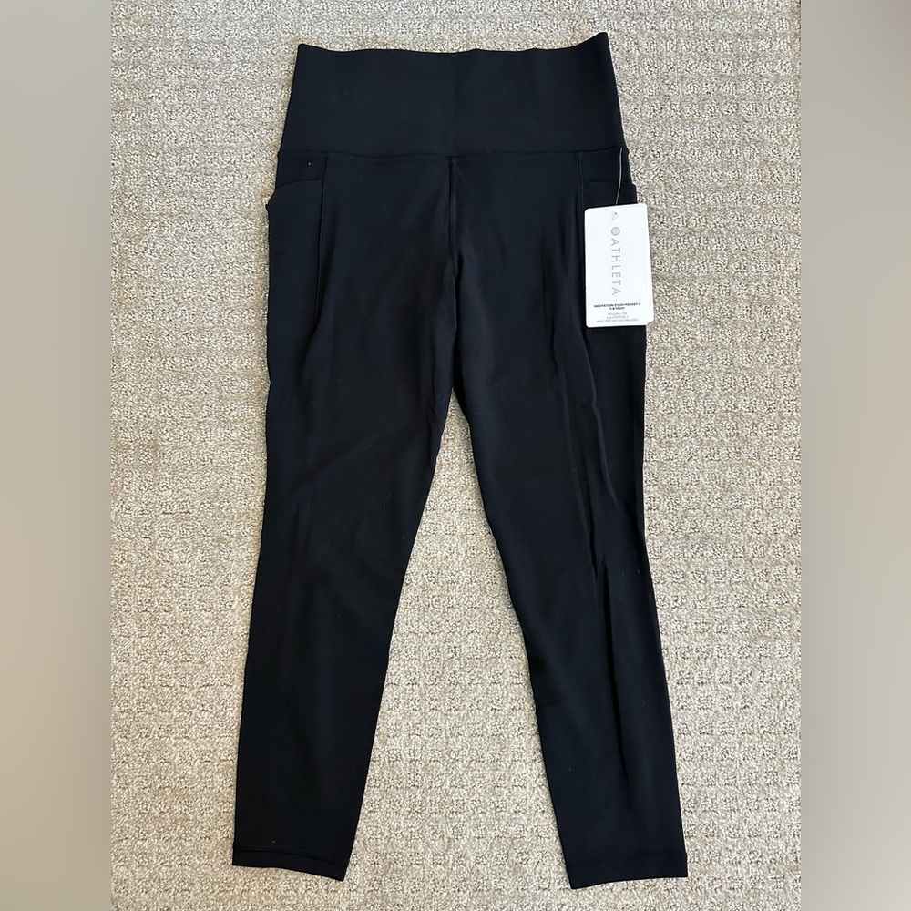 NWT Athleta Salutation Stash 7/8 Tight | Black, S